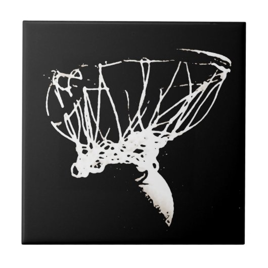 Black White Pop Art Basketball Tegeltje (Voorkant)
