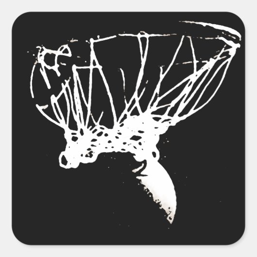 Black White Pop Art Basketball Vierkante Sticker (Voorkant)