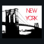 Black White Pop Art Brooklyn Bridge New York City Poster<br><div class="desc">New York City - Manhattan Skyscrapers Digital Art Afbeelding</div>