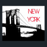Black White Pop Art Brooklyn Bridge New York City Poster<br><div class="desc">New York City - Manhattan Skyscrapers Digital Art Afbeelding</div>