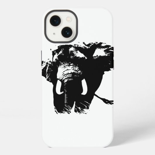 Black White Pop Art Elephant iPhone Hoesje (Achterkant)