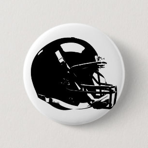 Black White Pop Art Football Helmet Ronde Button 5,7 Cm