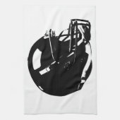 Black White Pop Art Football Helmet Theedoek (Verticaal)