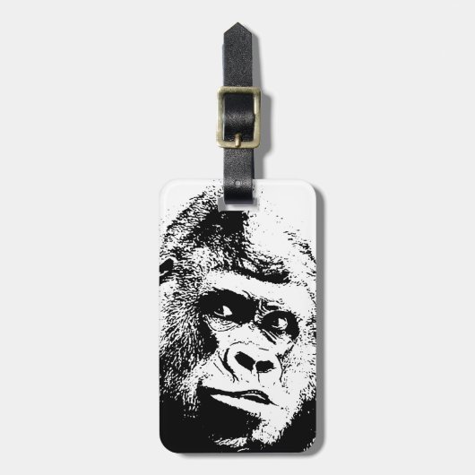 Black White Pop Art Gorilla Bagagelabel (Voorkant verticaal)