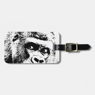 Black White Pop Art Gorilla Bagagelabel