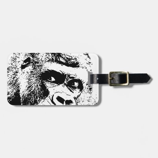 Black White Pop Art Gorilla Bagagelabel (Voorkant horizontaal)