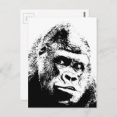 Black White Pop Art Gorilla Briefkaart (Voorkant / Achterkant)
