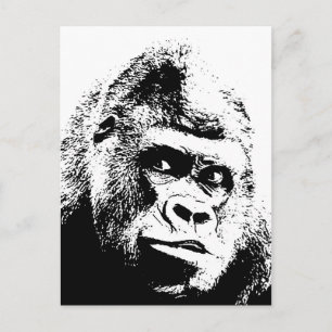Black White Pop Art Gorilla Briefkaart