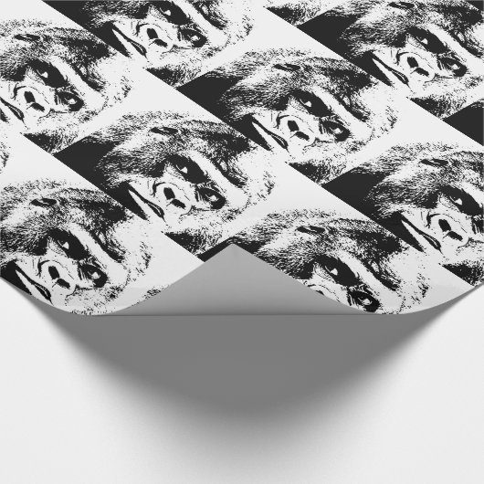 Black White Pop Art Gorilla Cadeaupapier (Hoek)
