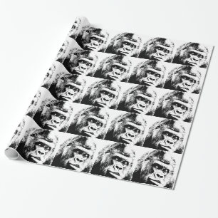 Black White Pop Art Gorilla Cadeaupapier