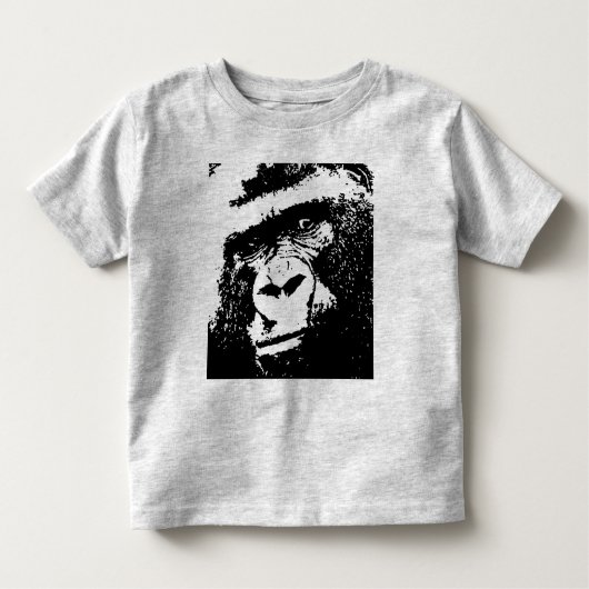 Black & White Pop Art Gorilla Face Kinder Shirts (Voorkant)