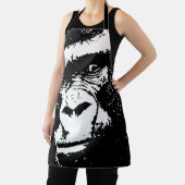 Black & White Pop Art Gorilla Face Schort (Insitu)