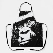 Black & White Pop Art Gorilla Face Schort (Voorkant)