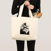 Black White Pop Art Gorilla Grote Tote Bag (Voorkant (product))