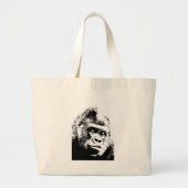 Black White Pop Art Gorilla Grote Tote Bag (Voorkant)
