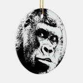Black White Pop Art Gorilla Keramisch Ornament (Rechts)