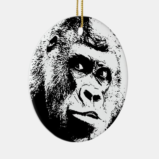 Black White Pop Art Gorilla Keramisch Ornament (Rechts)