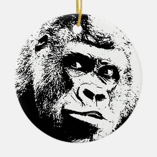 Black White Pop Art Gorilla Keramisch Ornament (Voorkant)