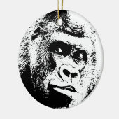 Black White Pop Art Gorilla Keramisch Ornament (Links)