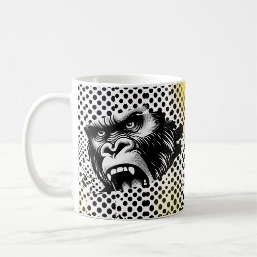 Black White Pop Art Gorilla Koffiemok (Links)