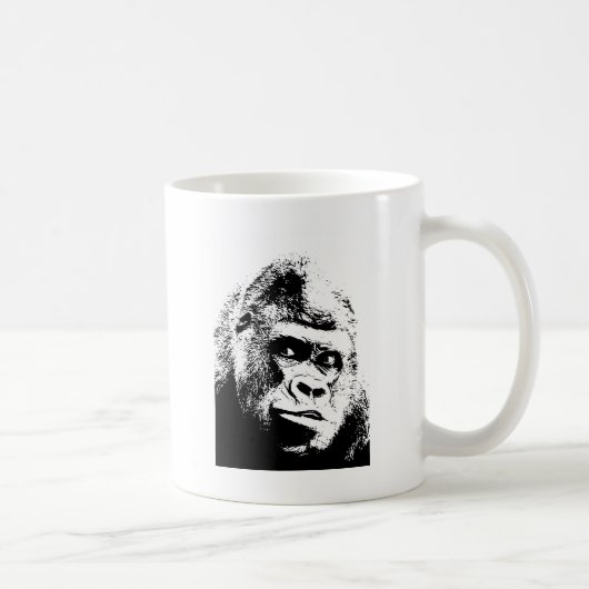 Black White Pop Art Gorilla Koffiemok (Rechts)