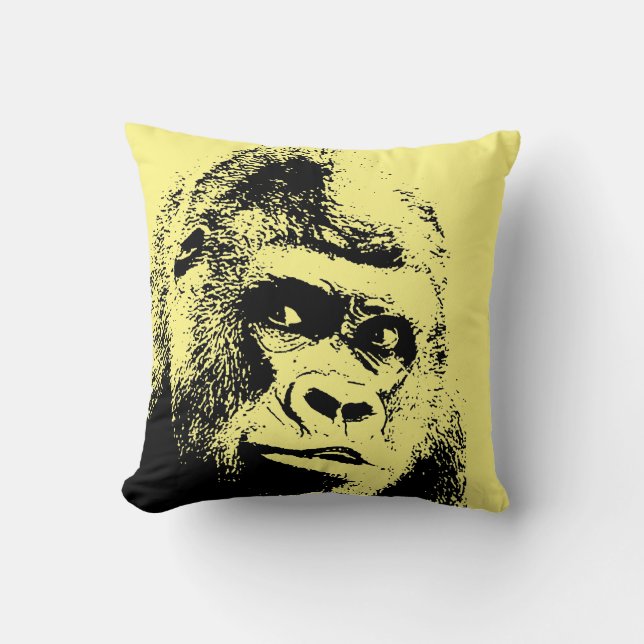 Black White Pop Art Gorilla Kussen (Voorkant)