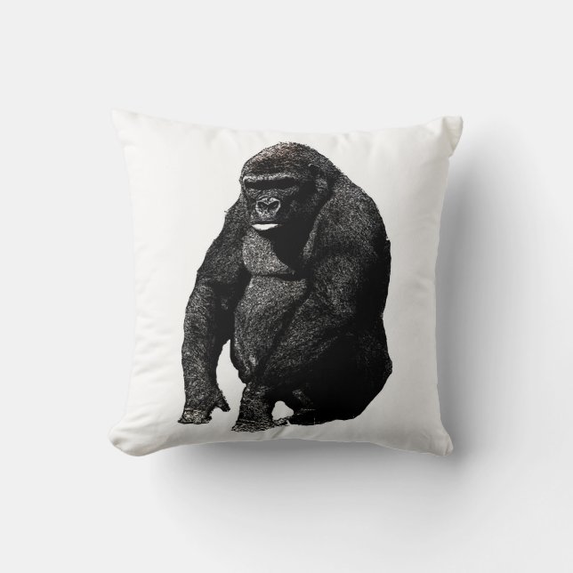 Black White Pop Art Gorilla Kussen (Voorkant)