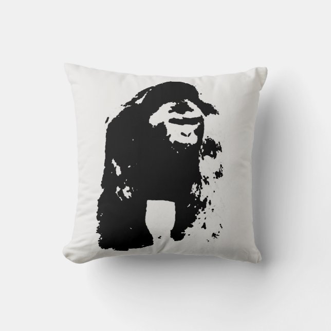 Black White Pop Art Gorilla Kussen (Voorkant)