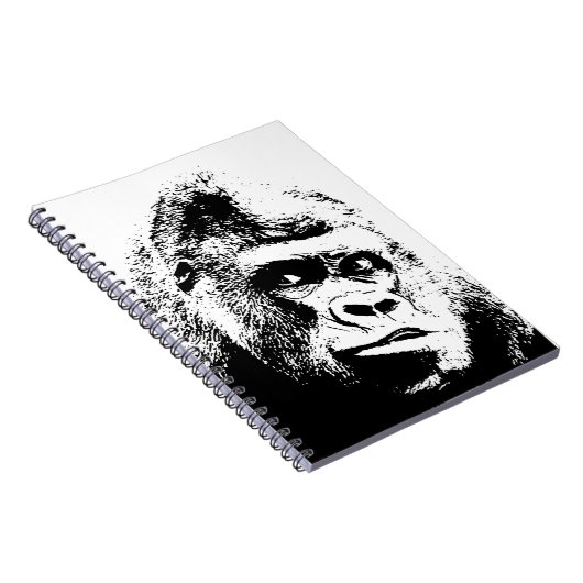 Black White Pop Art Gorilla Notitieboek (Rechterzijde)
