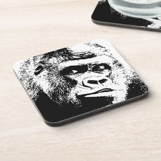 Black White Pop Art Gorilla Onderzetter (Linkerzijde)