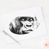Black White Pop Art Gorilla Ovale Sticker (Envelop)