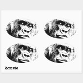 Black White Pop Art Gorilla Ovale Sticker (Vel)