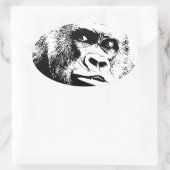 Black White Pop Art Gorilla Ovale Sticker (Tas)