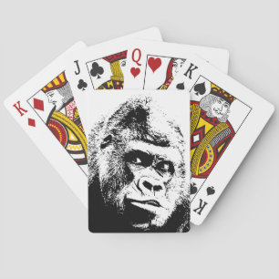 Black White Pop Art Gorilla Pokerkaarten