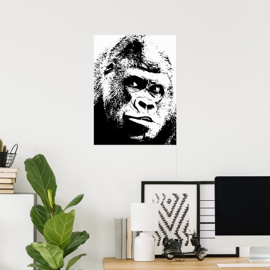 Black White Pop Art Gorilla Poster (Thuiskantoor)