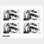 Black White Pop Art Gorilla Rechthoekige Sticker (Vel)