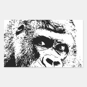 Black White Pop Art Gorilla Rechthoekige Sticker