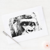 Black White Pop Art Gorilla Rechthoekige Sticker (Envelop)
