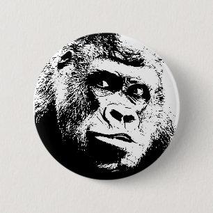 Black White Pop Art Gorilla Ronde Button 5,7 Cm