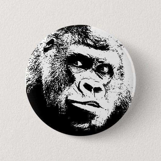 Black White Pop Art Gorilla Ronde Button 5,7 Cm (Voorkant)