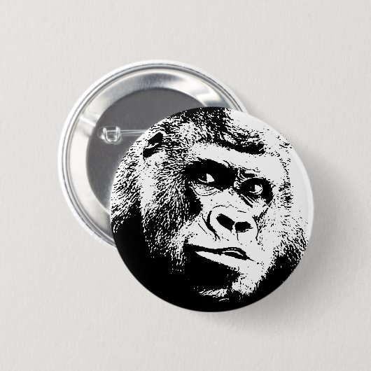Black White Pop Art Gorilla Ronde Button 5,7 Cm (Voorkant /achterkant)