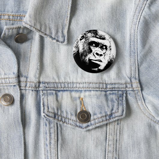 Black White Pop Art Gorilla Ronde Button 5,7 Cm (In situ)