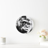 Black White Pop Art Gorilla Ronde Klok (Huis)