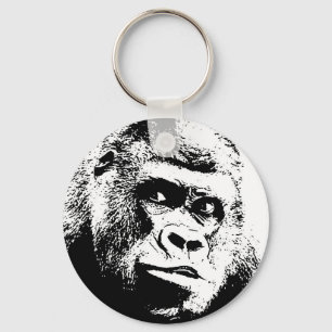 Black White Pop Art Gorilla Sleutelhanger