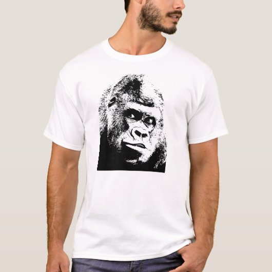 Black White Pop Art Gorilla T-shirt (Voorkant)