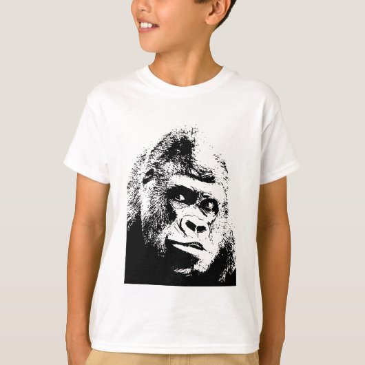 Black White Pop Art Gorilla T-shirt (Voorkant)