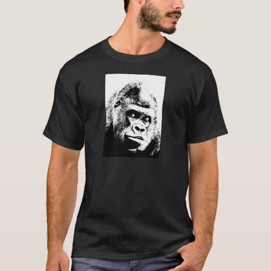 Black White Pop Art Gorilla T-shirt (Voorkant)