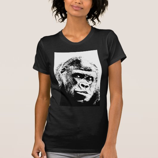 Black White Pop Art Gorilla T-shirt (Voorkant)