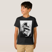 Black White Pop Art Gorilla T-shirt (Voorkant volledig)