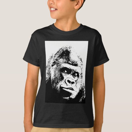 Black White Pop Art Gorilla T-shirt (Voorkant)